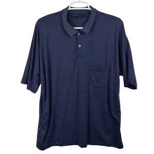 Icebreaker Men's Merino Wool Polo Shirt Large‎ Blue Short Sleeve Pocket Casual